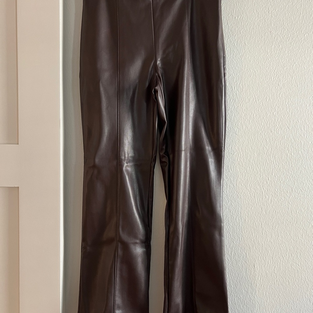 Ann Taylor Dark Brown Faux Leather Trousers 8P